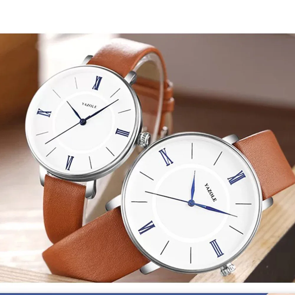 Fashion Couple Quartz Watch Set Men&Women Simple Leather Waterproof Wristwatches Clock With Bracelets Gift Box Relogio Feminino