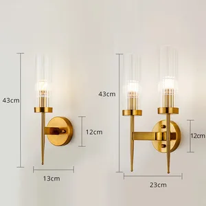 Nordic High Quality Wall Lamp Iron Lamp Body Glass Lampshade Gold Indoor Sconce LED E27 Home Decor Wall Lamps
