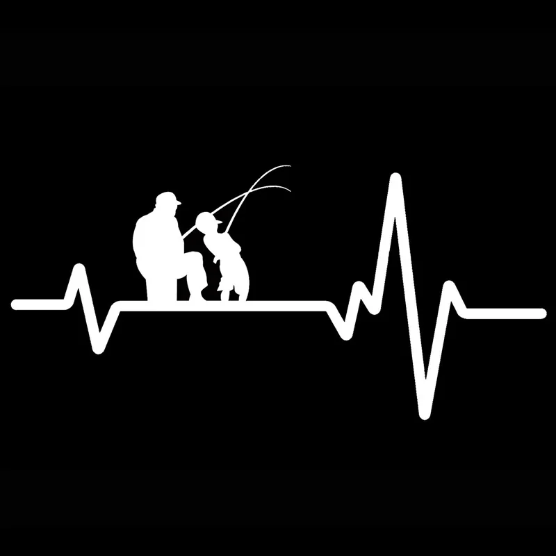 

Car Sticker Fishing Father Dad Son Fish Rod Reel Heartbeat Funny Automobiles Motorcycles Exterior Accssories Vinyl Decals