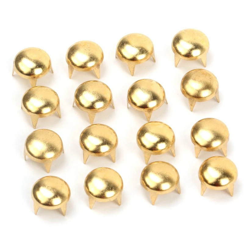 100 pcs Metal Rivet Nail DIY Accessories 6mm Round leather clothing Punk Gold