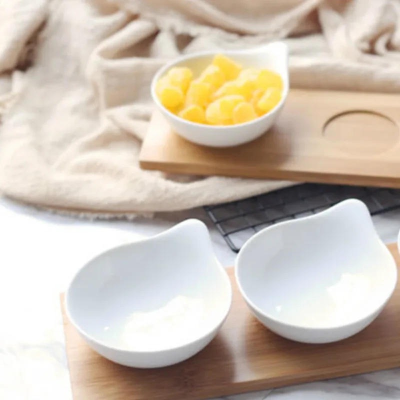 Керамическая тарелка с подносом из бамбука поднос для приправ уксуса соуса блюдо