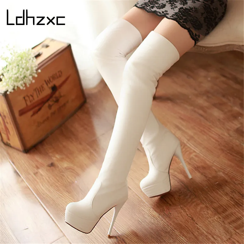

LDHZXC 2020 over the knee boots women winter super high heels platform shoes autumn sexy thigh high boots female big size 42 43