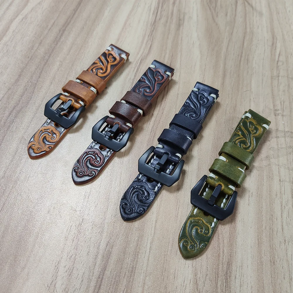 Ремешок из натуральной кожи для мужских наручных часов винтажный ремешок с