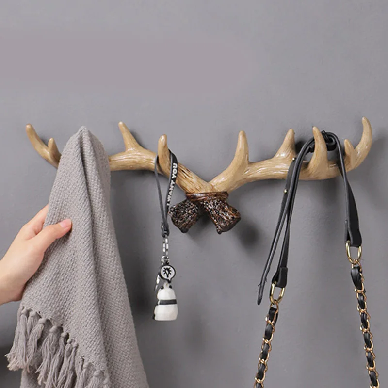 Винтажный крючок для ключей с оленьими рогами из смолы настенный пальто и кепок