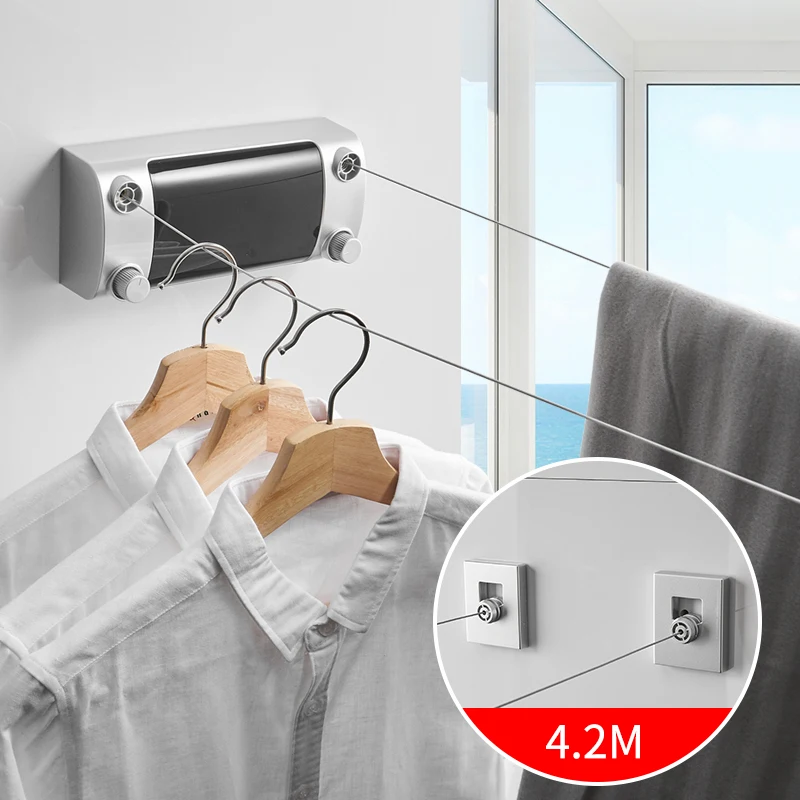 Выдвижная Веревка для белья домашняя уличная сушилка для одежды ABS пластик балкон невидимая одежда вешалка для белья Сушилка двойная веревка