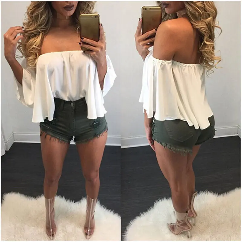 Hirigin пикантная Женская Повседневная рубашка с открытыми плечами в стиле бохо