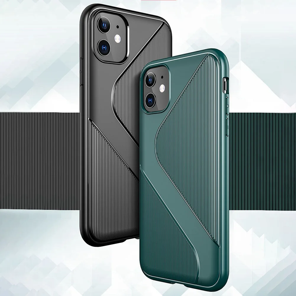 Силиконовый чехол в полоску для iPhone 11 Pro MAX X XR XS ультра тонкий Противоскользящий