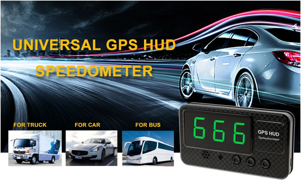 Universal GPS HUD Speedometer Odometer Car Digital Speed Display MPH Over Speed Alarm Car Clock for All Vehicles C60S