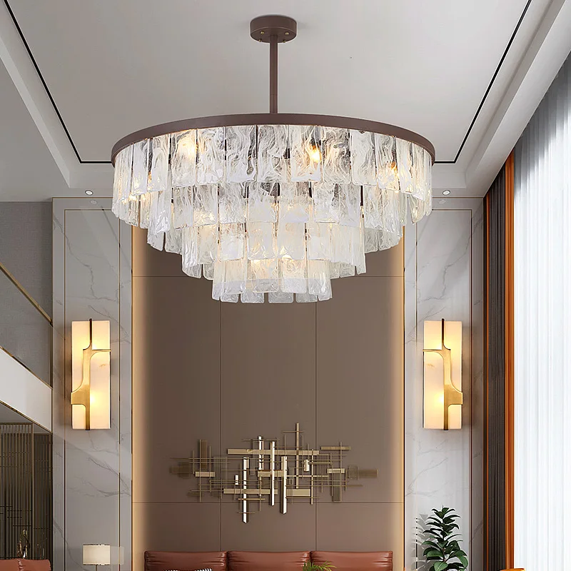 

New Chinese style living room chandelier, post-modern Zen, Chinese style, atmosphere, home restaurant, cloud glass chandelier