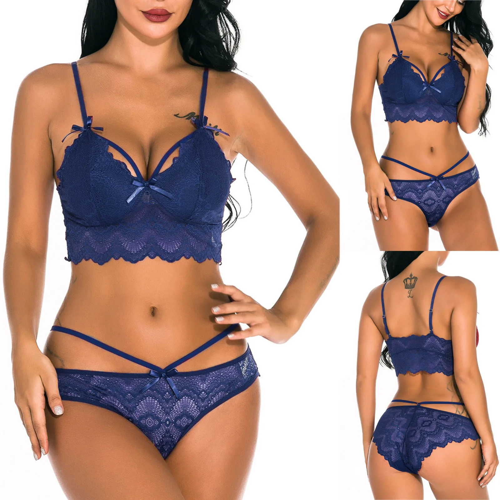

Women Sexy Lace Sleepwear Lingerie Temptation Bra Underwear Nightwear Set Lace sexy lingerie Sexy panties Lace thong