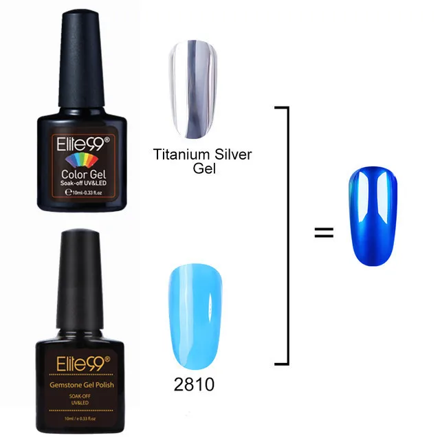 10 with Titanium Gel Elite99 полупрозрачный Блестящий зеркальный титановый Серебряный УФ-гель для ногтей стойкий лак драгоценный камень стекло гибридный набор для ногтей - Цвет: 10 with Titanium Gel