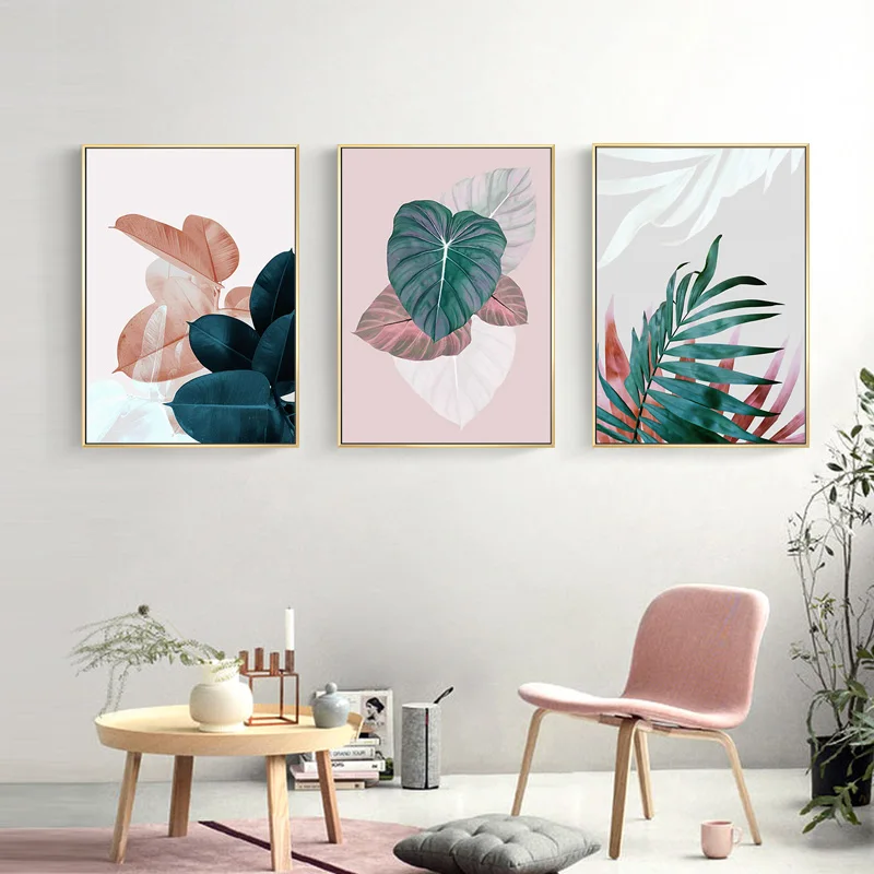 Спрей цвет тропический зеленый Растительный лист декоративная картина на холсте