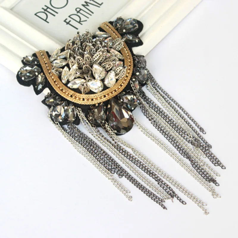 Преувеличенные кисточки блестки со стразами подвесной эполет эполета костюмная