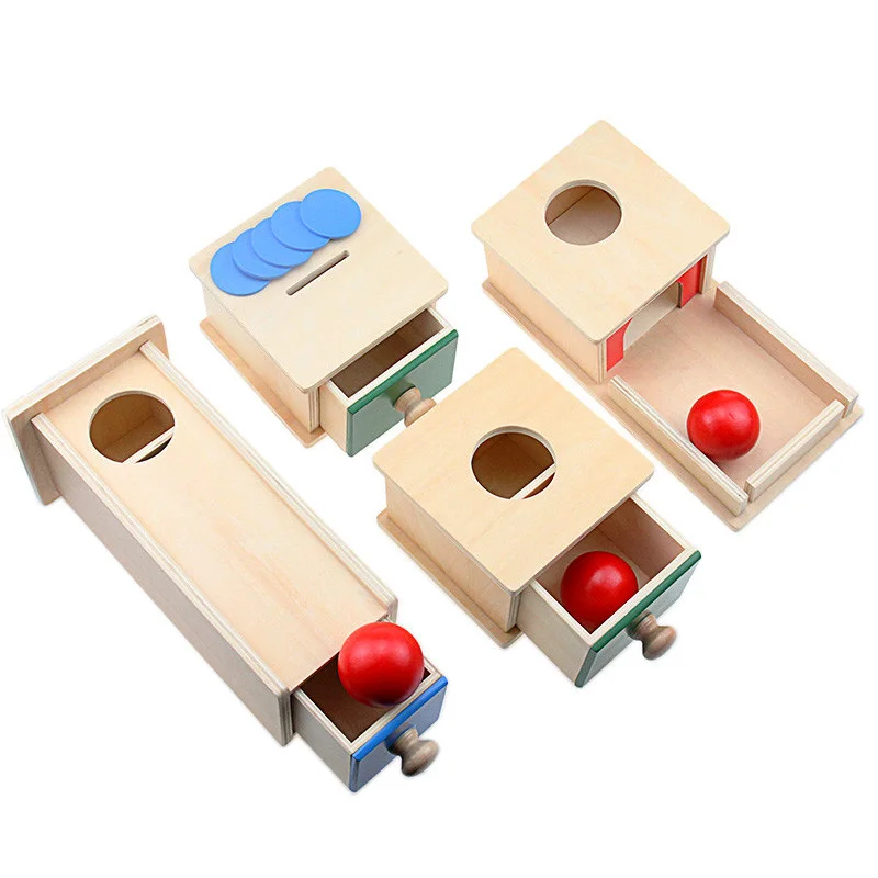 toddler wood montessori match permanent ball box round rectangular box coin box toys for children unisex baby 12 month boys girl free global shipping