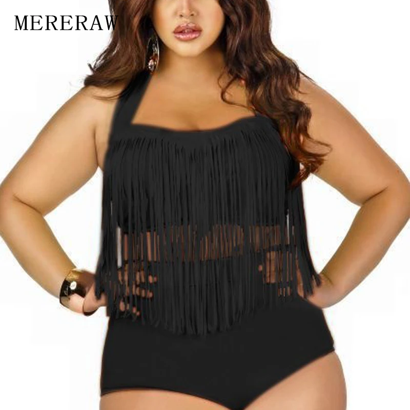 Новые импортные товары Высокая талия плюс жира бикини с кисточками Для женщин