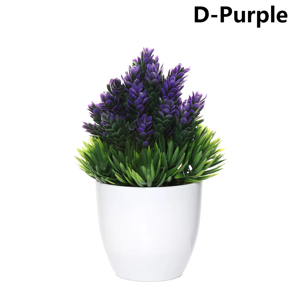 D-Purple 1 комплект искусственный пластиковый бонсай заменитель пены в горшке реалистичные растения Настольный орнамент топиарная сосновая дерево украшение для дома ремесла - Цвет: D-Purple