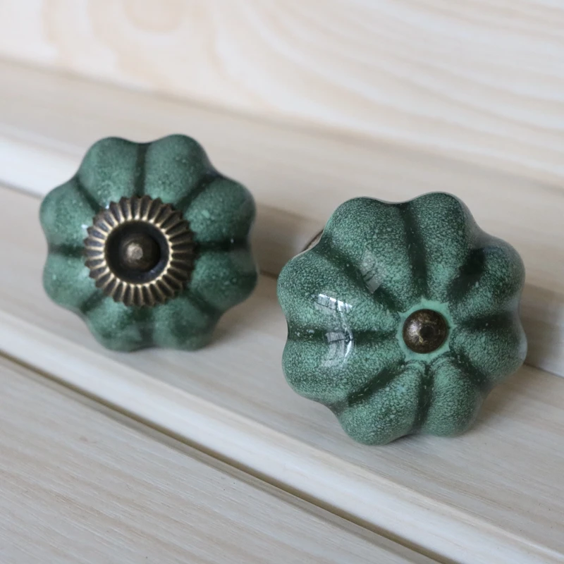 Ретро стиль с одним отверстием мебель кухонный шкаф ручка темно-зеленый камень