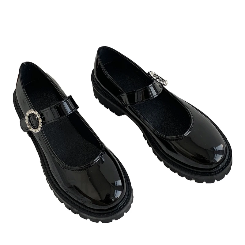 

British Style Casual Woman Shoe All-Match Shallow Mouth Clogs Platform Modis Round Toe Oxfords Female Footwear Black Flats Prepp