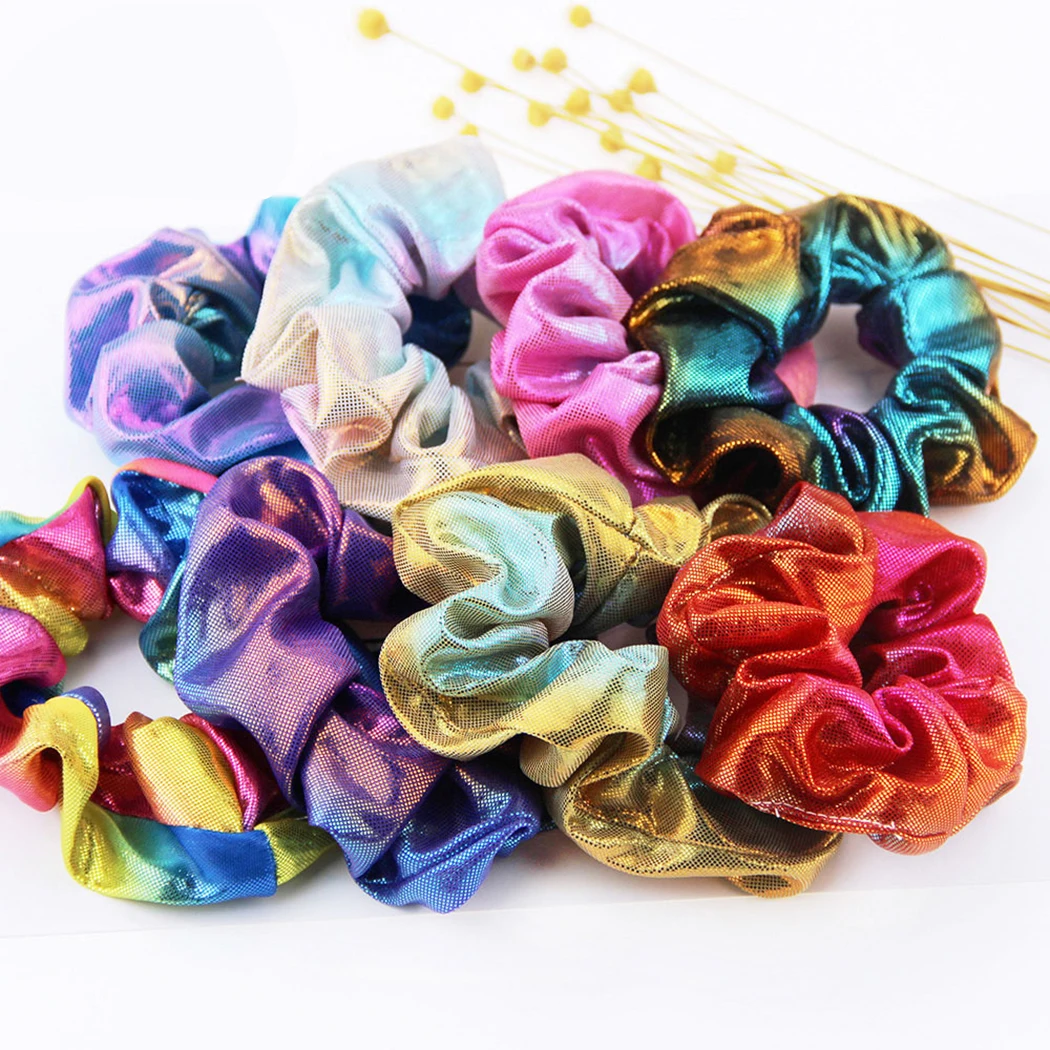 10pcs Metallic Laser Elastic Hair Band for Women Girls Scrunchies Rubber Ties Ponytail Holder Headband Accessories |