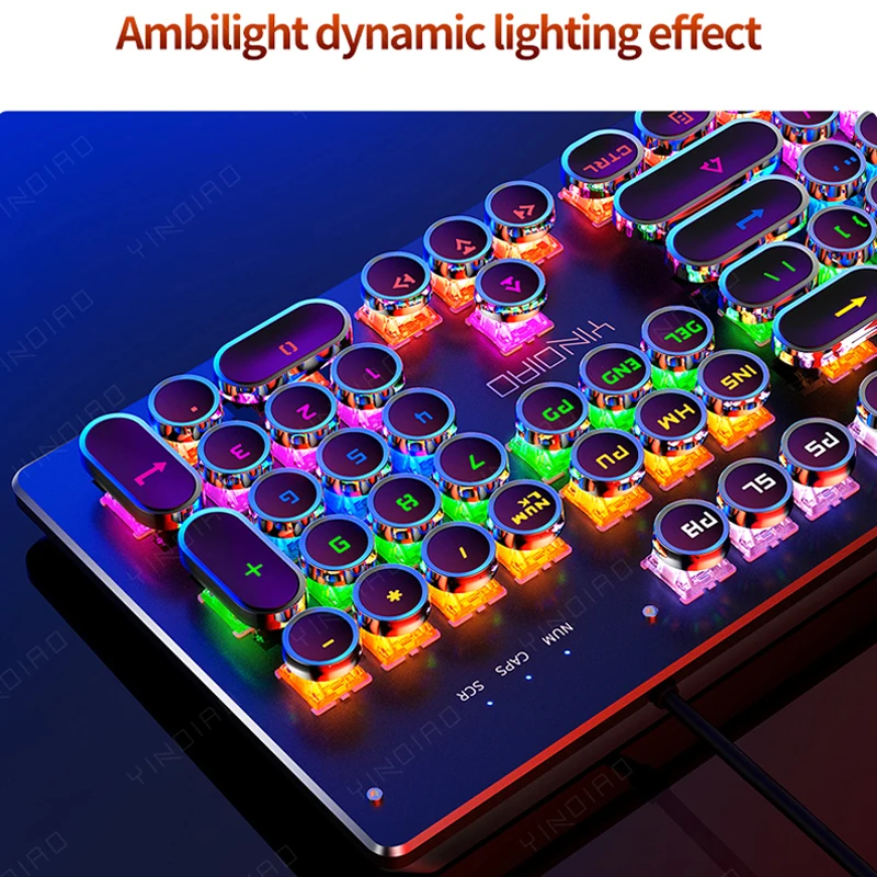 104 Keys Retro Punk Mechanical Keyboard Blue Black Red Switch USB Wired Gaming Keyboards RGB Backlit For PC Laptop Gamers | Компьютеры и