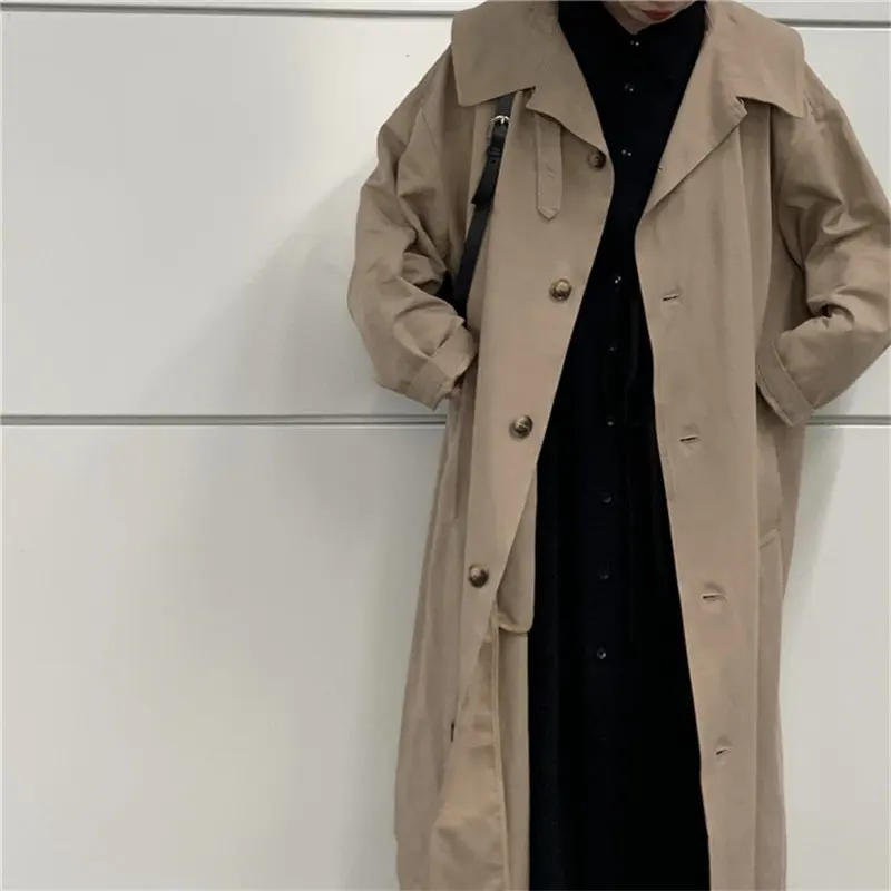 

HziriP Early Autumn Khaki Solid All-Match Elegant Chic Office Lady Windbreaker Gentle Simple High Quality Long Trench Coat
