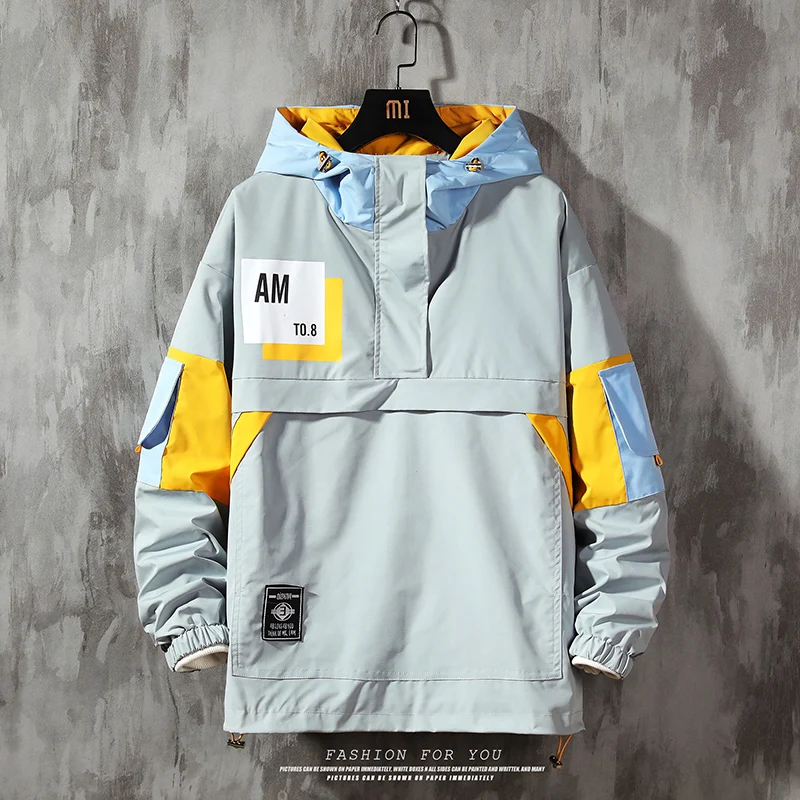 

Men's autumn and winter fashion spring and autumn streetwear style hooded jacket men's waterproof clothes men's windbreaker fash
