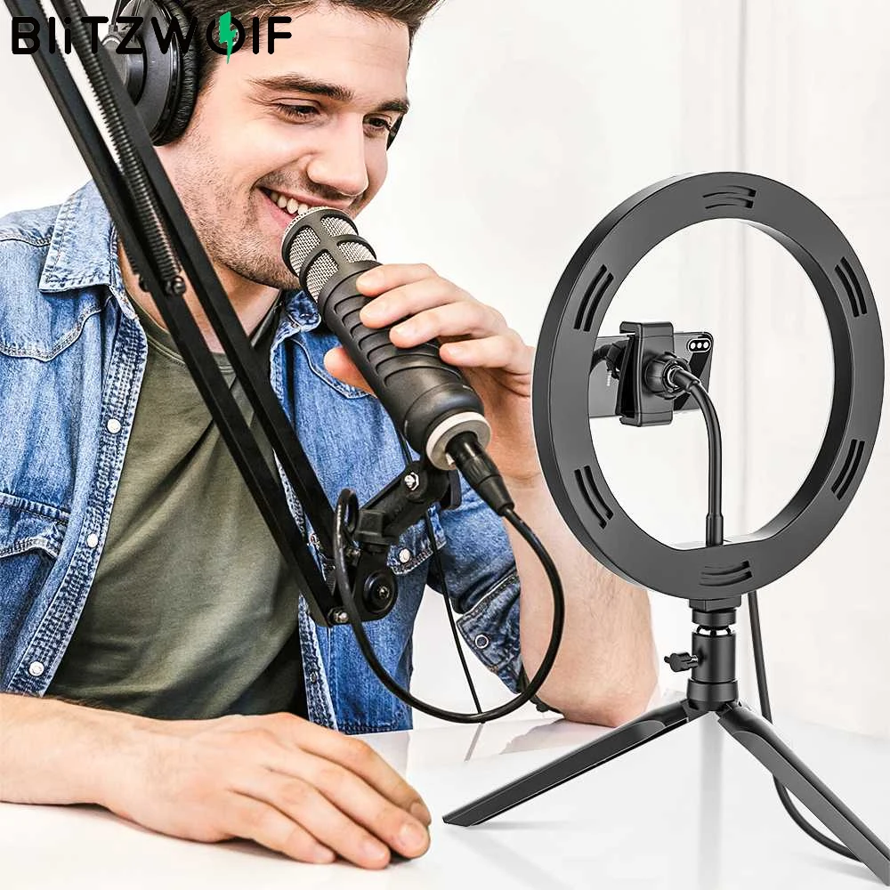 BlitzWolf 26 см светильник для фотостудии светодиодный держатель телефона селфи палка