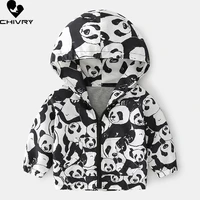 new 2021 spring autumn children coat kids jackets boys outerwear fashion hooded cartoon panda print windbreaker baby clothing