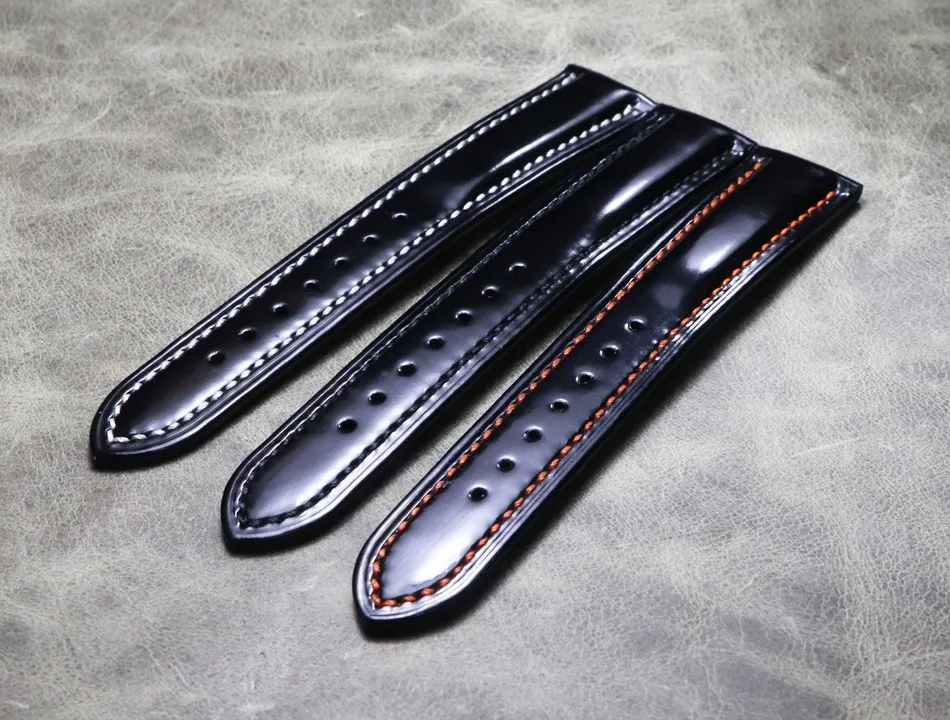 New Handmade Leather Strap Men's/Women's 18mm 19mm 20mm 21mm 22mm Black Calfskin Watchband For Seiko Watch band