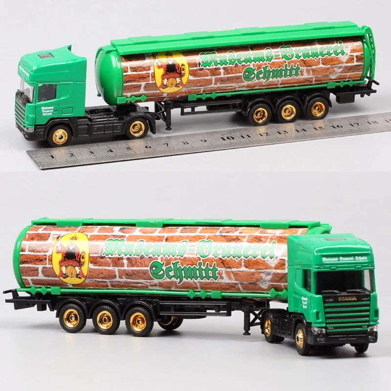 Серебристый 1/87 Scale Mini Small Germany Advertising AD Media container Cargo trailer tow Truck Diecasts& Toy Vehicles model Cars souvenir - Цвет: Серебристый