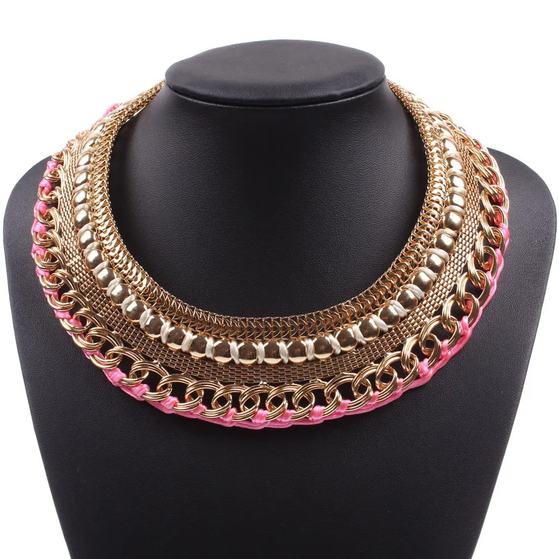 Цепочка Женская плетеная модный брендовый трендовый дизайн чокер золотая