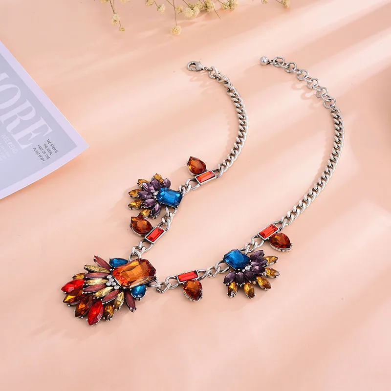 Shineland модные ювелирные изделия набор женщин Кристалл Разноцветные цветы