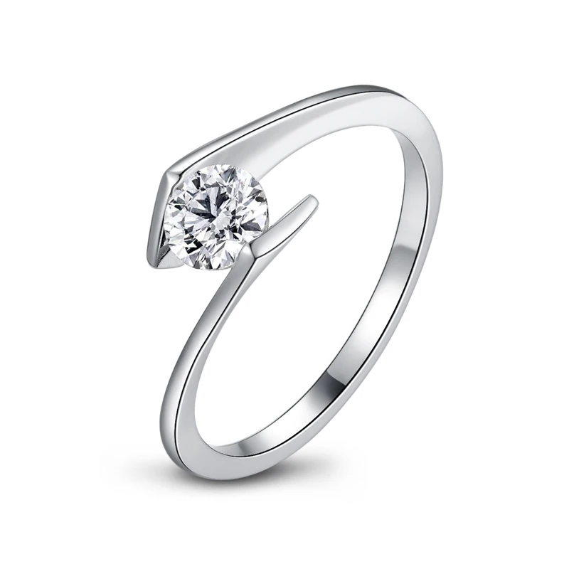 AINOUSHI, роскошное кольцо Sona Solitaire, сердце и стрелы, круглая огранка, обручальное кольцо, твердое, 925 пробы, серебряное, крученое кольцо