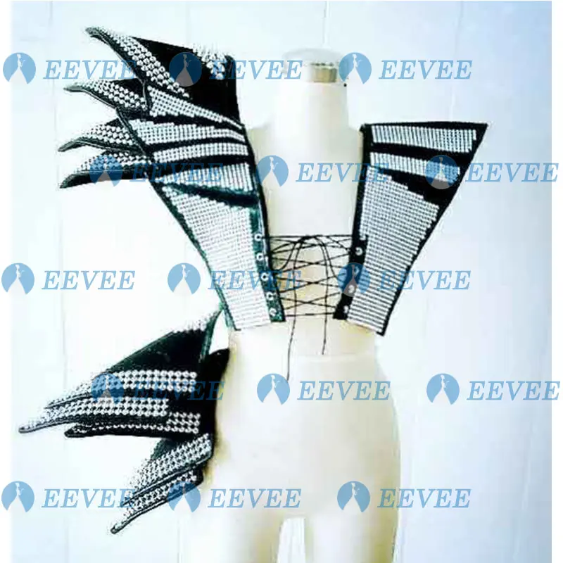 Женский костюм для выступлений черный певицы танцовщицы с