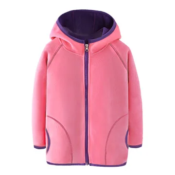Boys Polar Fleece Jacket Kids Hooded Long Sleeve Autumn Girl Child Coat Embroidery Warm Children Outerwear Clothes - Цвет: Розовый