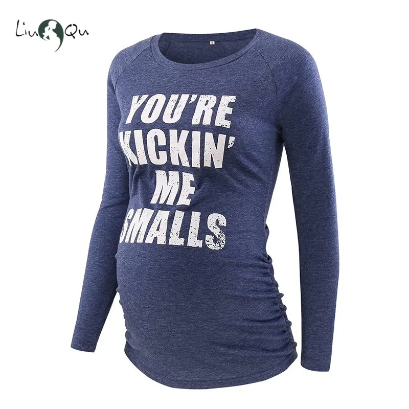 

Pregnant Mama Clothing Black Bear/White Shirt Maternity Clothes Long Sleeve Side Ruched T-Shirt Maternity Tunic Casual Tops