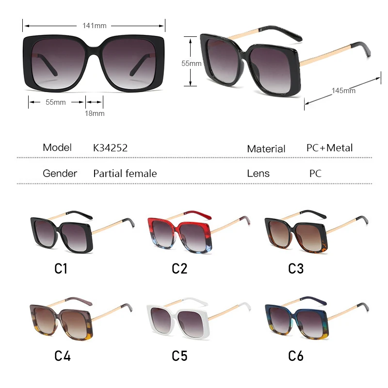 

Square Oversized Sunglasses Men 2020 Gradient Shades Fashion Brand Metal Frames Retro Women Sun Glasses Female Gift Oculos Gafas
