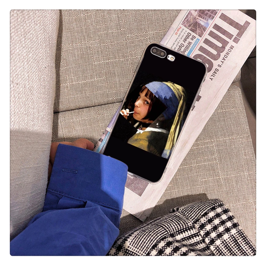 Чехол для телефона Mona Lisa с принтом, мягкий из ТПУ для iphone 11 pro max X XR XS MAX 8 7 6 5 6S 5s PLUS SE MonaLisa gum smoke