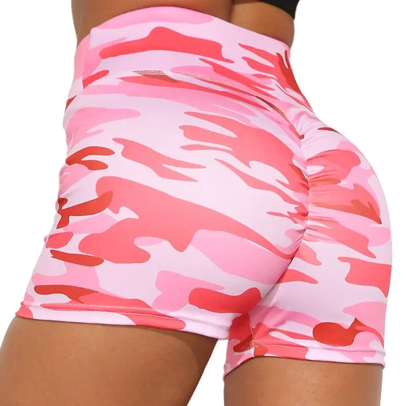 

Women Workout Yoga Shorts High Waisted Butt Lifting Running Leggings Camouflage Print Athletic Tights