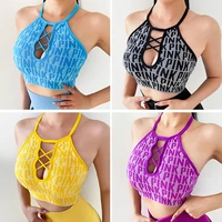 sexy yoga crop top sports bra underwear womens shockproof yoga bra running fitness vest push up high impact padded workout tops