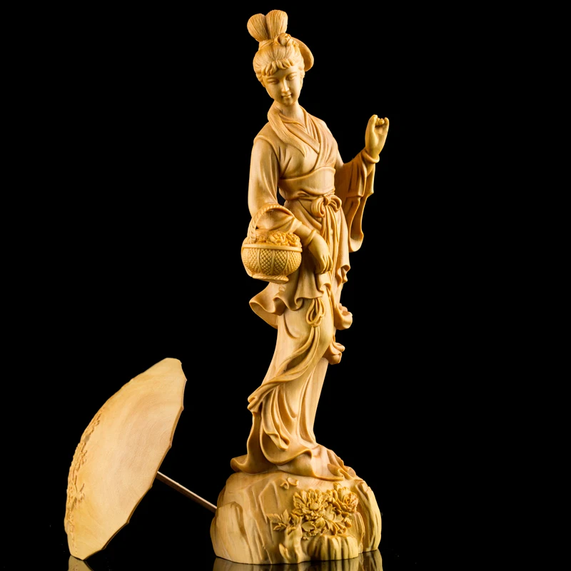 CHINESE STYLE CREATIVE CARVING CLASSICAL LADY ART SCULPTURE BEAUTIFUL WOMAN FIGURINE BOXWOOD CRAFTS DECORATIONS FOR HOME R3787 | Дом и сад