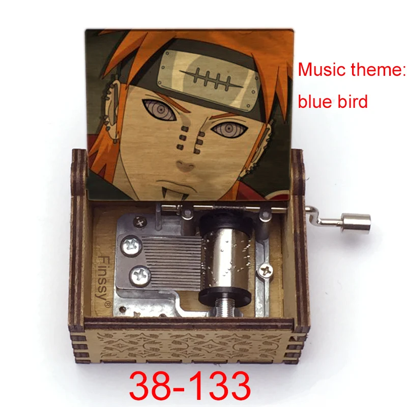 Музыкальная шкатулка с изображением синей птицы деревянной ручкой Итачи Namikaze