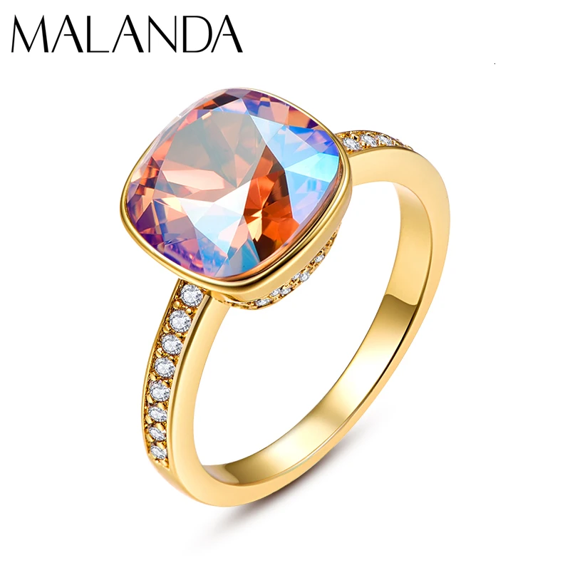 Роскошные кольца Malanda с кристаллами SWAROVSKI для женщин, Новые Модные Элегантные кольца для свадебной вечеринки, ювелирные аксессуары, подарок для мамы и девочки - Цвет основного камня: 246 SHIM
