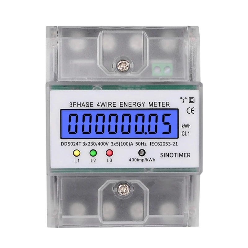 

3 Phase 4 Wire Electronic Power Consumption Energy Meter Intelligent LCD Digital Backlight Display Wattmeter Home 380V