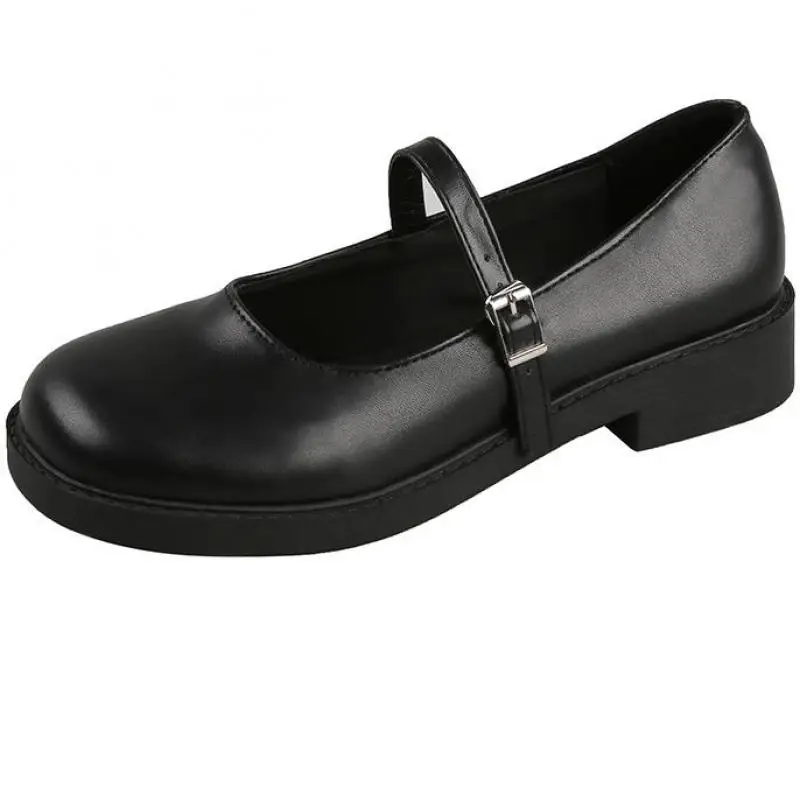 

Mary Janes Leather Flats Women's Shoe Round Toe Shallow Buckle Strap Lady Shoes Flat Platform Vintage Chaussure Femme Women Shoe