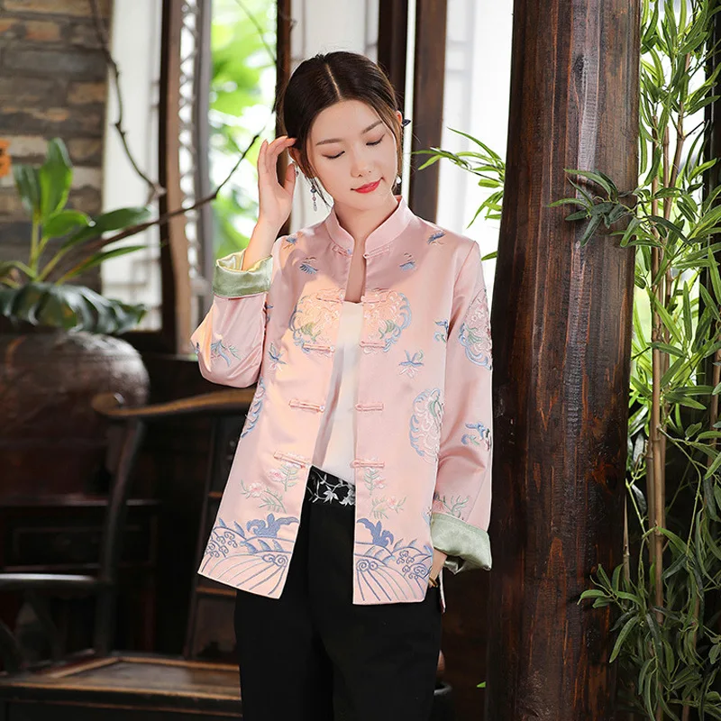 

Новый Tang Cheongsam стиль Топ Блузка длинная куртка для женщин