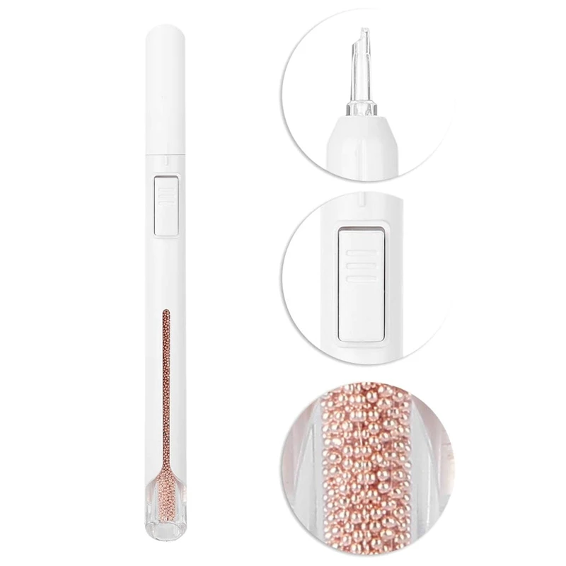 Ручка для дизайна ногтей разные размеры золотые металлические драгоценные камни