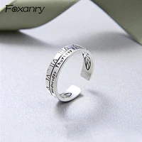 foxanry 925 stamp engagement rings for women couples vintage simple alphabet anillos wedding jewelry gifts accessories