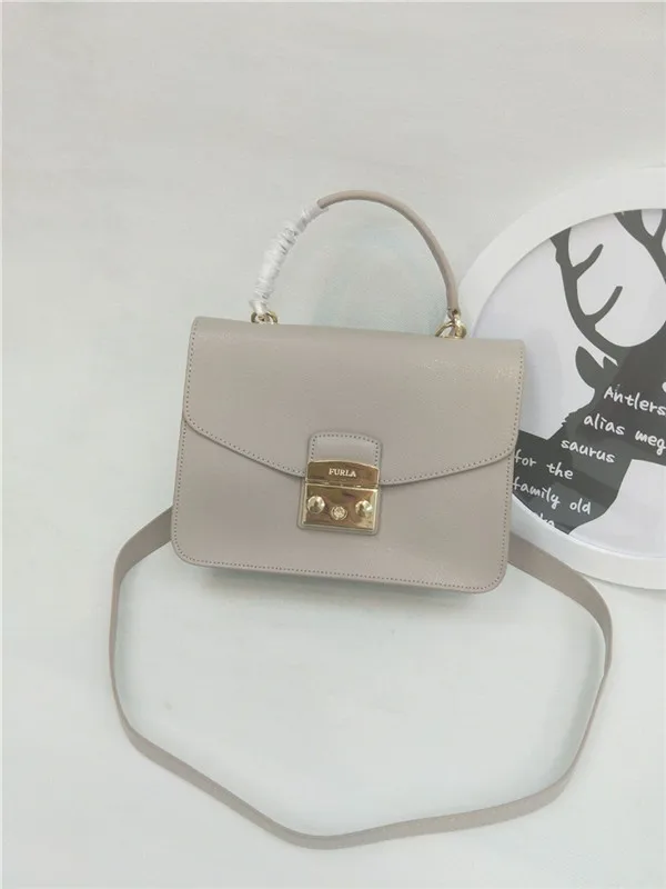 Оригинальные женские сумки FURLA, высокое качество, большие размеры, женские меховые кожаные сумки светло-серого цвета, Размер 23 см* 8 см* 17,5 см