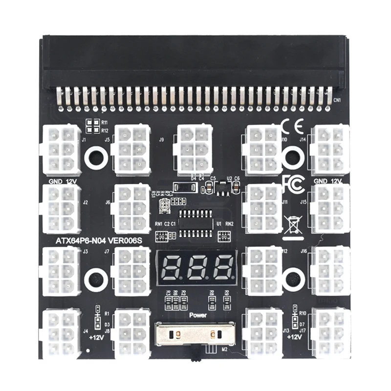 

HOT-Breakout Board 17 Port 6Pin LED Display Power Module Server Card Adapter for HP 1200W 750W PSU GPU Miner Mining BTC ETH